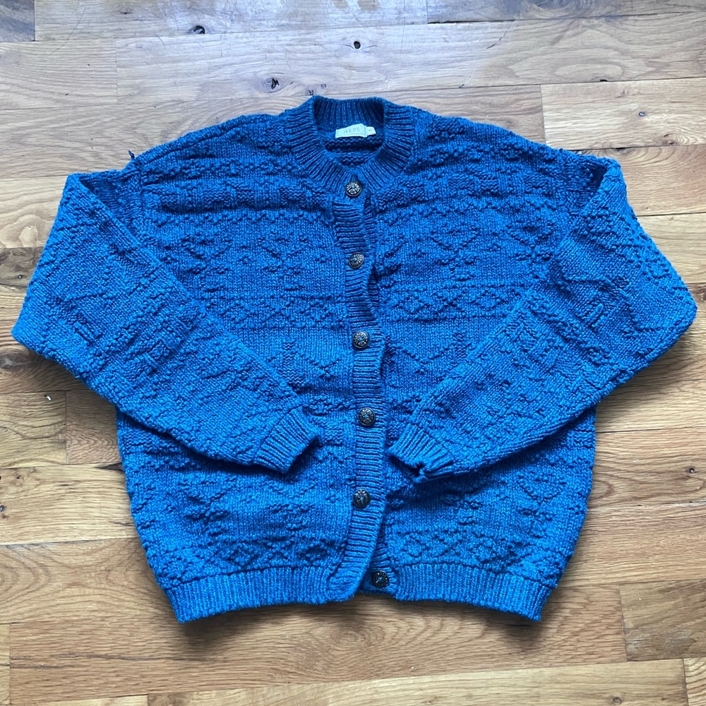 Amazing Vintage Cotton Nordic Knit Cardigan - Sz S/M 🔥